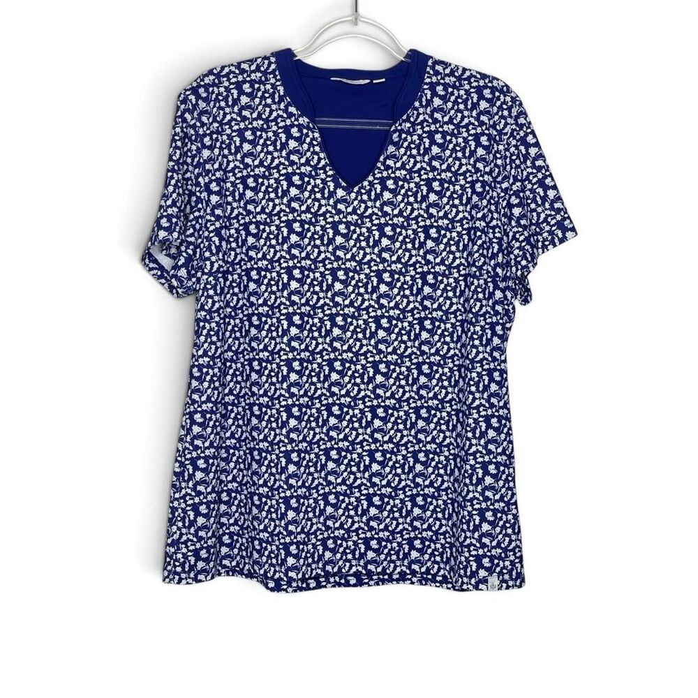 Lady Hagen Short Sleeve Golf Shirt Top Blue White Floral Athletic Women’s Sz XL